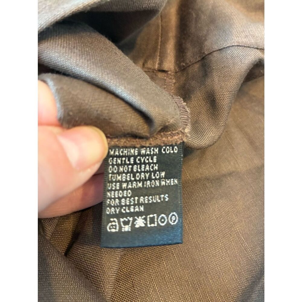 August Silk Brown Linen-Blend High Waisted Wide Leg Culottes - Picture 6 of 8